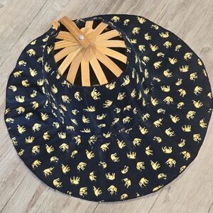 FOLDING Hat with Black, Yellow Elephant Accents